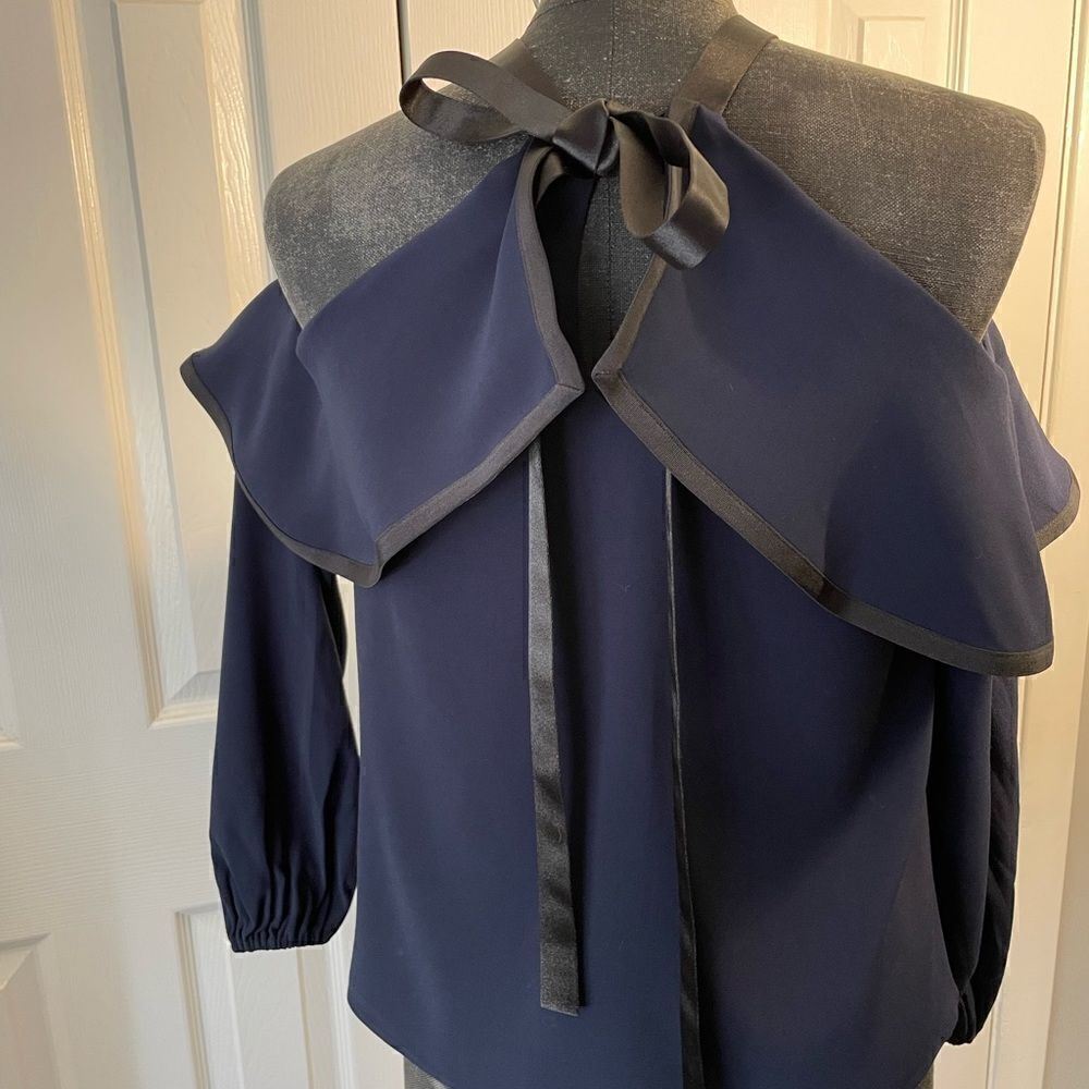 Alexis Navy Off-Shoulder Ruffle Blouse - Picture 4 of 7